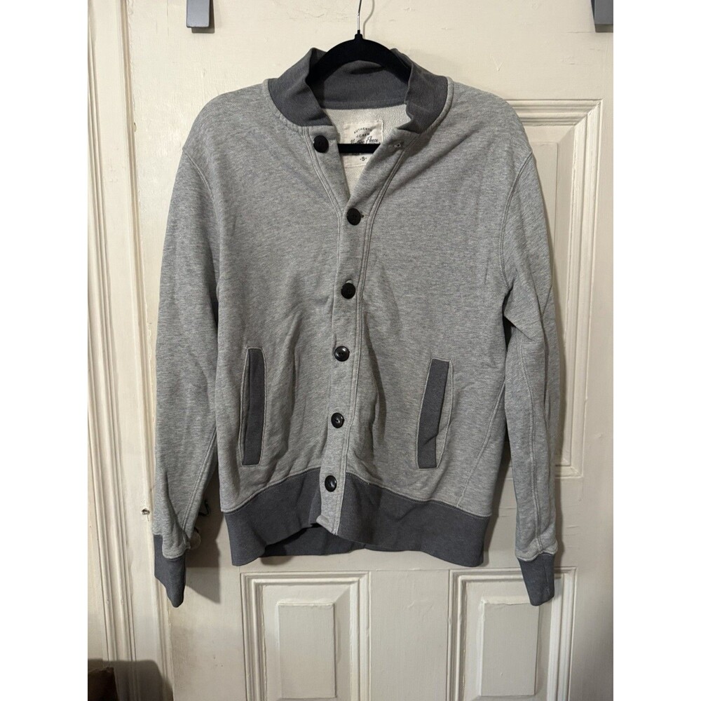 J.Crew Vintage Fleece Men’s Small Gray Button Front Sweatshirt Cardigan
